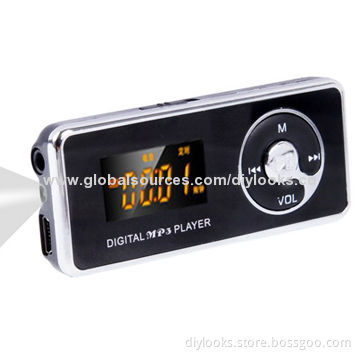 Digital Flash MP3 Player with Micro SD Card Slot and Flashlight (Black)